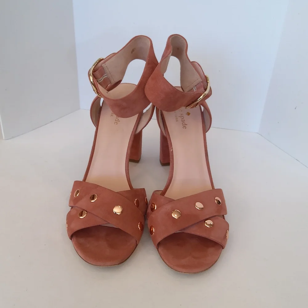 Kate Spade suede leather rose gold heels sandals size 10